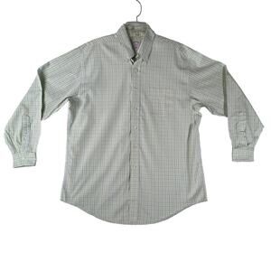 BROOKS BROTHERS 1818 Button Down Shirt Mens Large Green Stripe Supima Cotton
